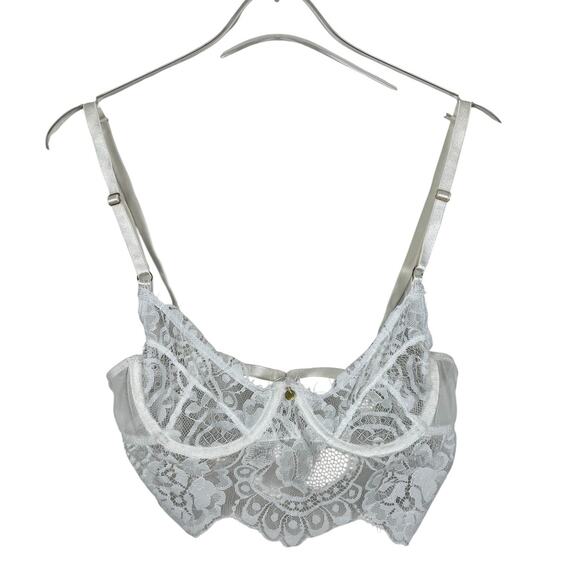 Gooseberry Intimates Be Mine Lace Longline Underwire Demi Bra White Size Small - Picture 2 of 11